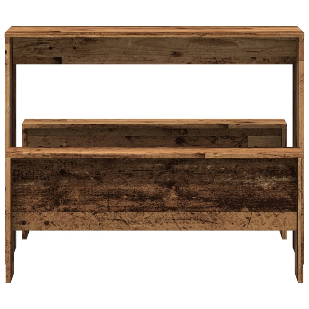 Set Tavolo da Pranzo e Panche 3 pz Legno Antico in Truciolato 855538