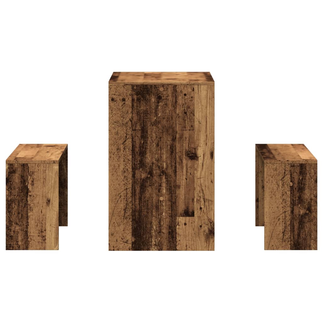 Set Tavolo da Pranzo e Panche 3 pz Legno Antico in Truciolato 855538