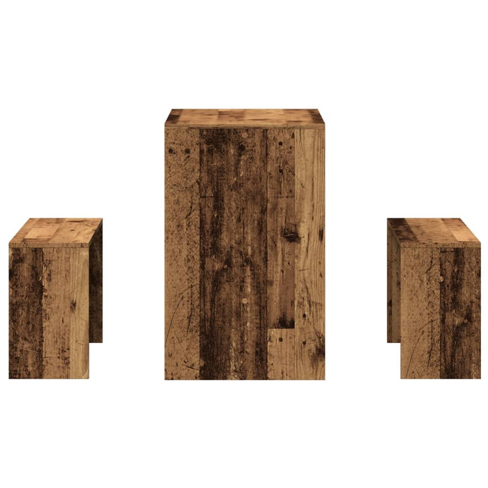 Set Tavolo da Pranzo e Panche 3 pz Legno Antico in Truciolato 855538