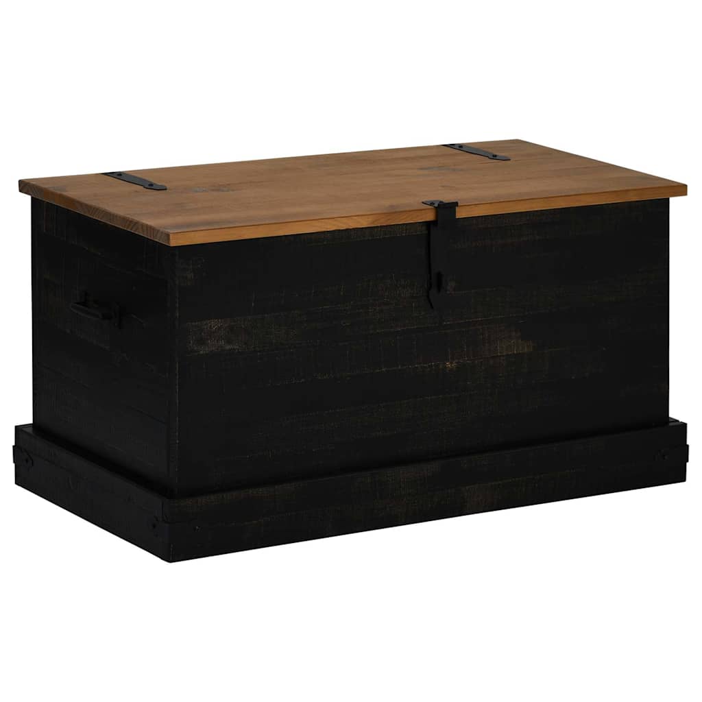 Cassapanca HALDEN Nero 91x48x47 cm in Legno Massello di Pino 4018404