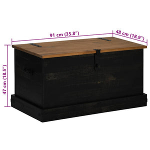 Cassapanca HALDEN Nero 91x48x47 cm in Legno Massello di Pino