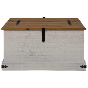 Cassapanca HALDEN Bianco 91x91x47 cm in Legno Massello di Pino