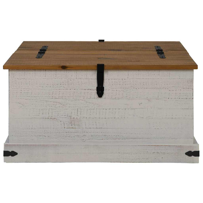Cassapanca HALDEN Bianco 91x91x47 cm in Legno Massello di Pino