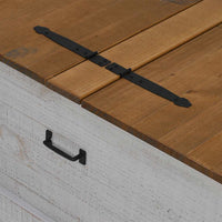 Cassapanca HALDEN Bianco 91x91x47 cm in Legno Massello di Pino 4018406