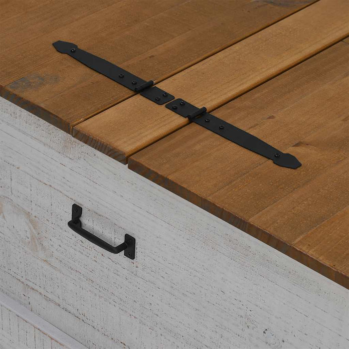 Cassapanca HALDEN Bianco 91x91x47 cm in Legno Massello di Pino 4018406