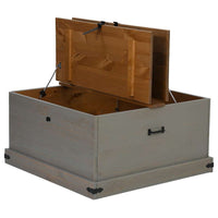 Cassapanca HALDEN Grigio 91x91x47 cm in Legno Massello di Pino