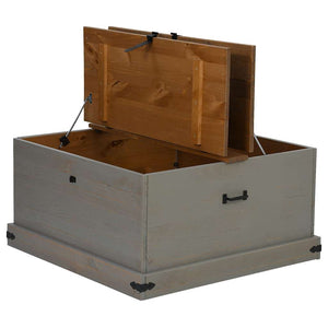 Cassapanca HALDEN Grigio 91x91x47 cm in Legno Massello di Pino