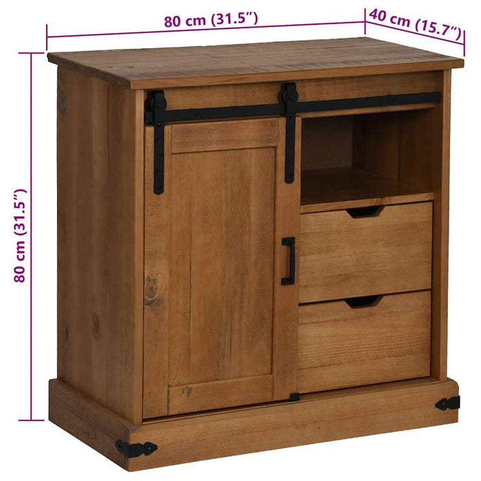 vidaXL Credenza HALDEN con Anta Scorrevole 80x40x80 cm Legno Massello