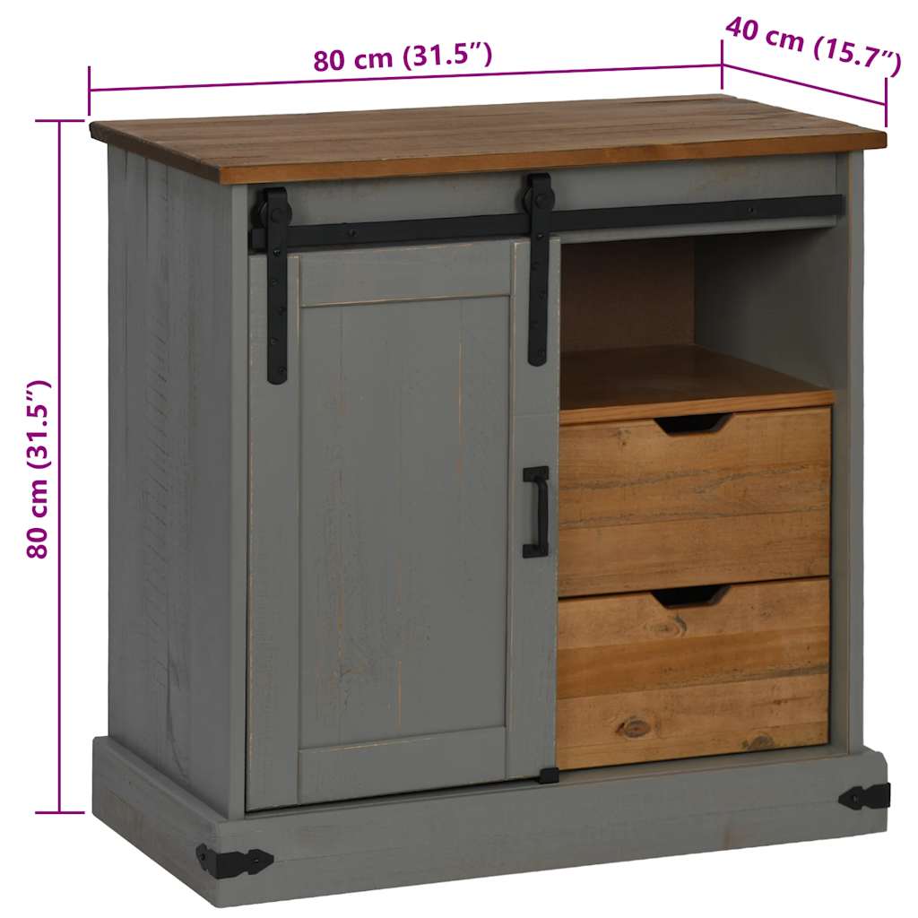 Credenza HALDEN con Anta Scorrevole 80x40x80 cm Legno Massello 4018419