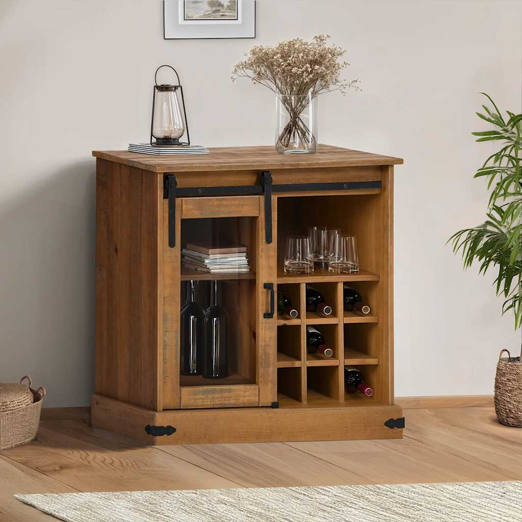 vidaXL Credenza HALDEN con Anta Scorrevole 80x40x80 cm Legno Massello