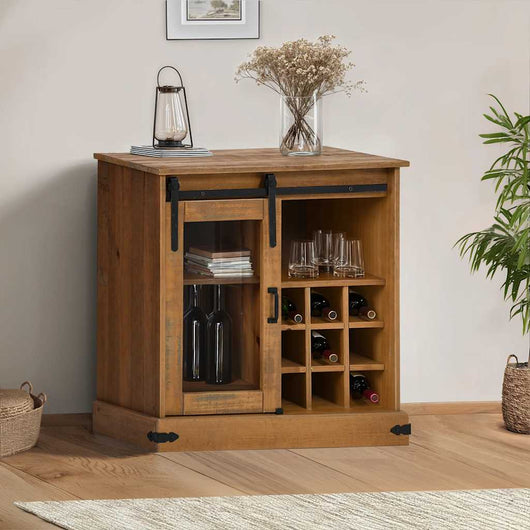 vidaXL Credenza HALDEN con Anta Scorrevole 80x40x80 cm Legno Massello