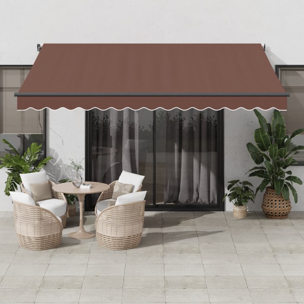 Tenda da Sole Retrattile Manuale con LED Marrone 400x300 cm 3310209