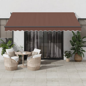 Tenda da Sole Retrattile Manuale con LED Marrone 400x300 cm 3310209