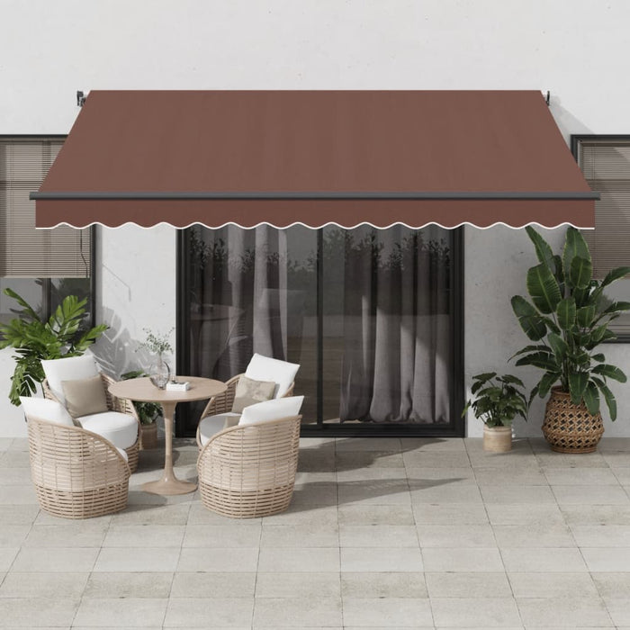 Tenda da Sole Retrattile Manuale con LED Marrone 400x300 cm 3310209