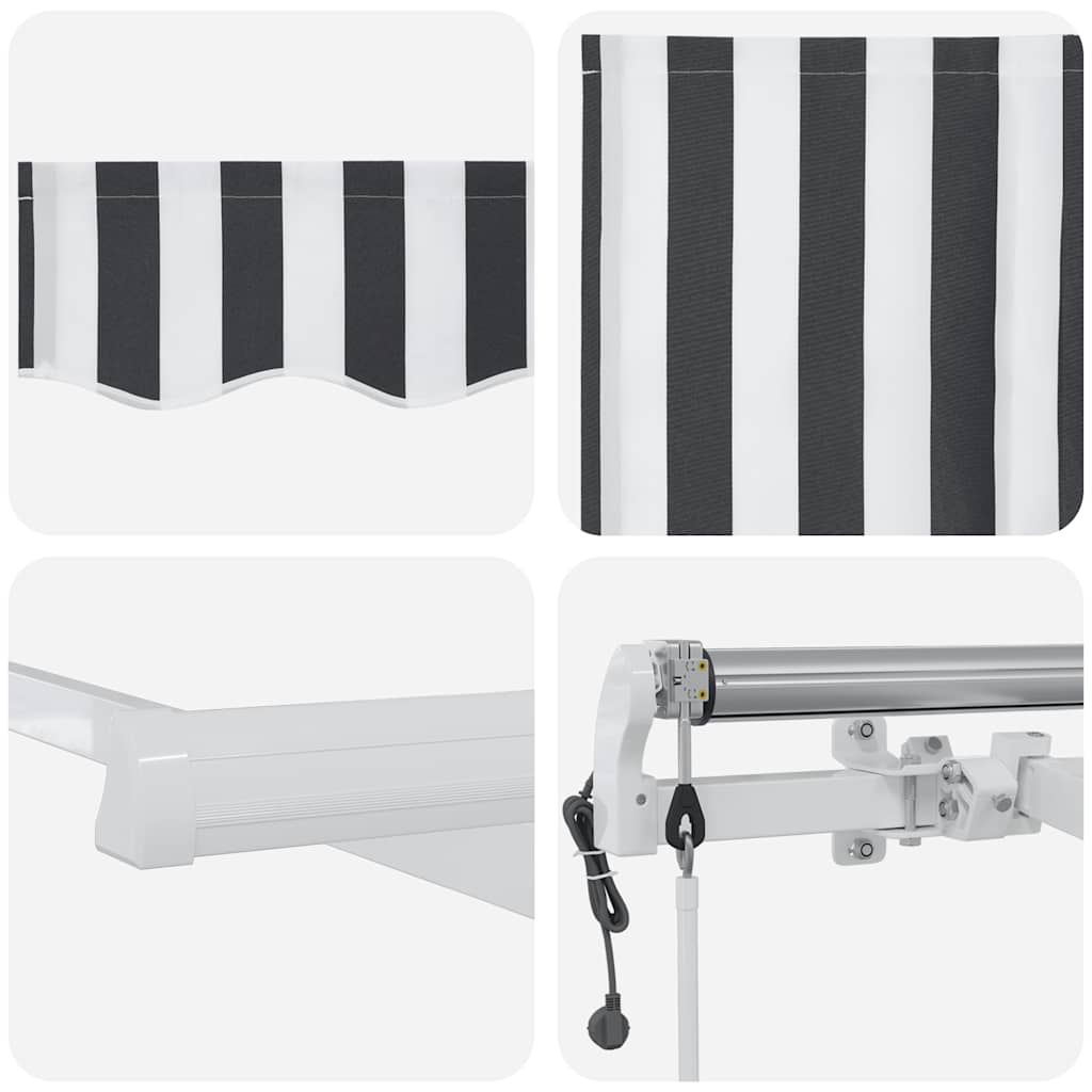 Tenda Retrattile Automatica Antracite e Bianco 450x300 cm 3310234