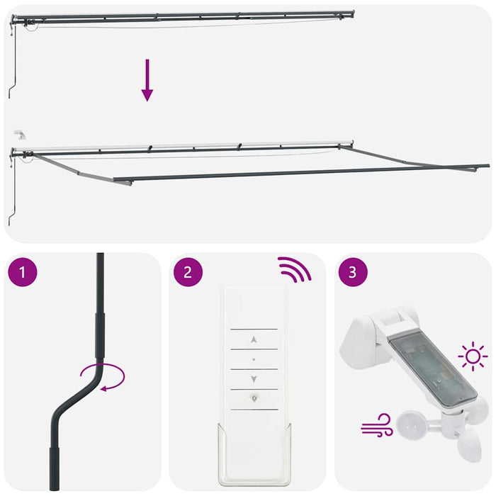 vidaXL Tenda Retrattile Automatica LED Antracite e Bianco 600x300 cm