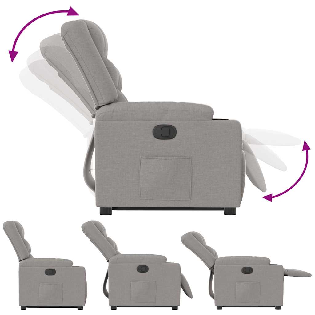 Poltrona Alzapersona Reclinabile Grigio Nuvola in Tessuto 3310267