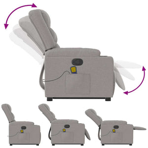 Poltrona Alzapersona Massaggi Reclinabile Grigio Nuvola Tessuto 3310274