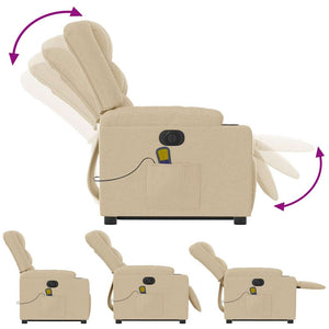 Poltrona Alzapersona Massaggiante Elettrica Crema in Tessuto 3310287
