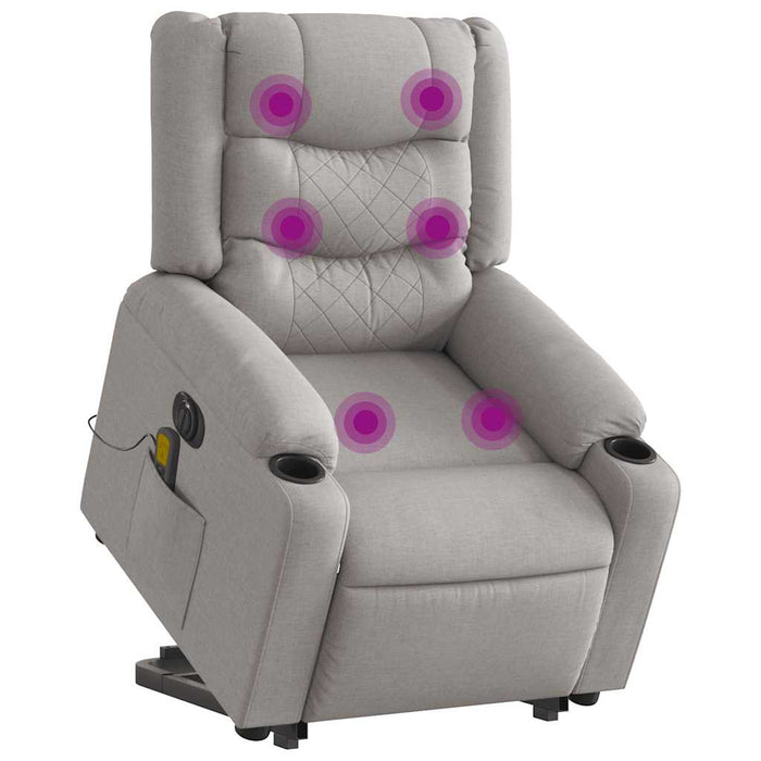 Poltrona Alzapersona Massaggi Elettrica Grigio Nuvola Tessuto 3310288