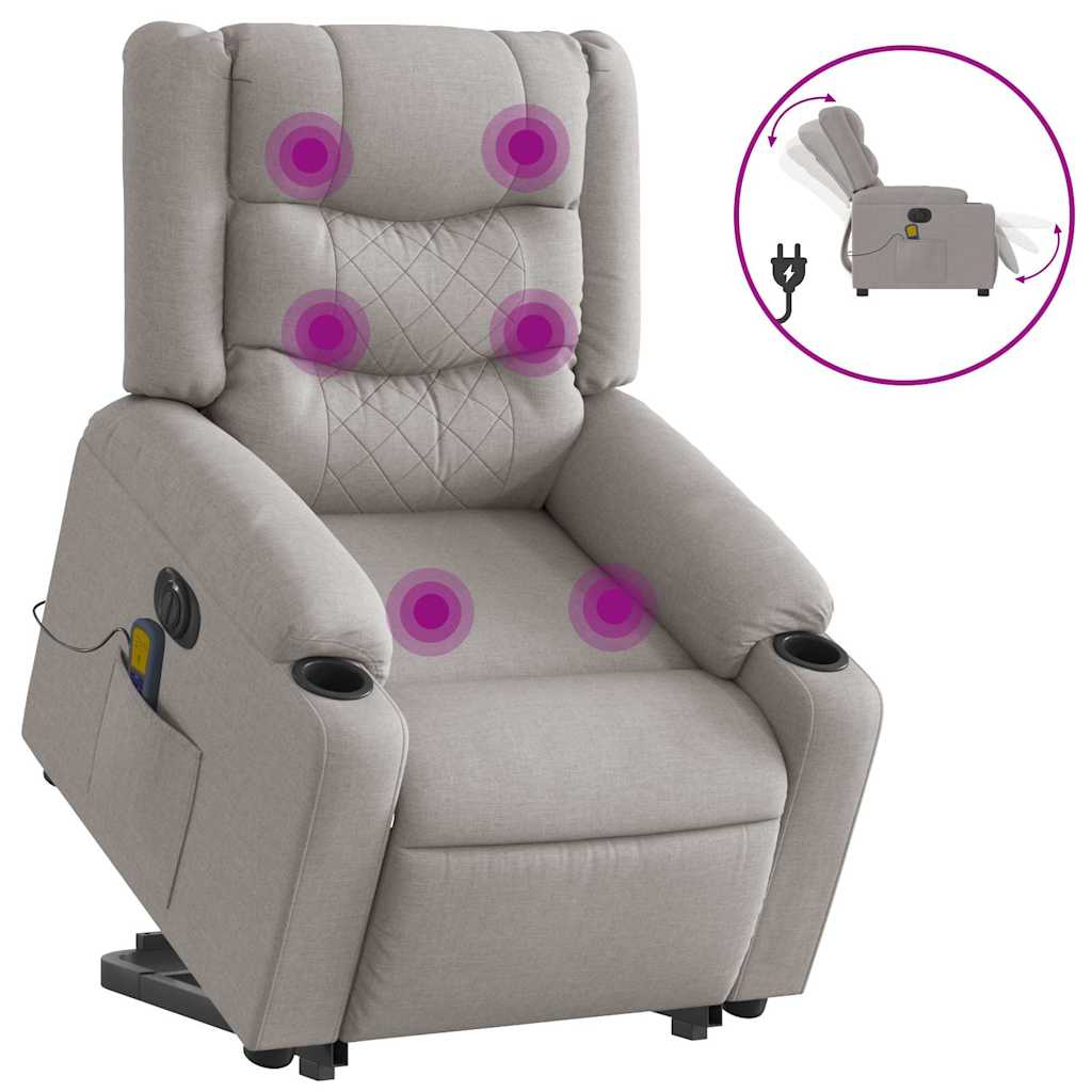 Poltrona Alzapersona Massaggi Elettrica Grigio Nuvola Tessuto 3310288