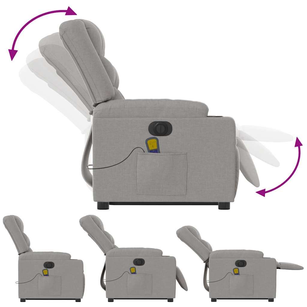 Poltrona Alzapersona Massaggi Elettrica Grigio Nuvola Tessuto 3310288