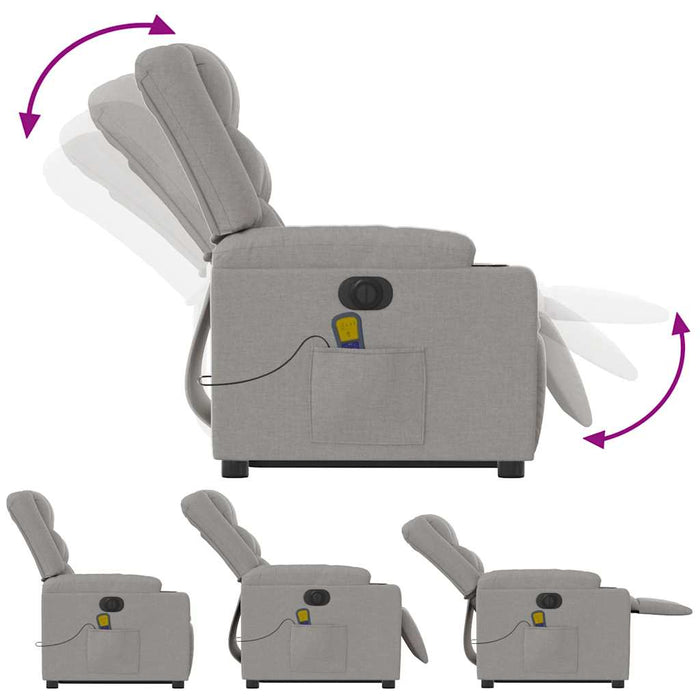 Poltrona Alzapersona Massaggi Elettrica Grigio Nuvola Tessuto 3310288