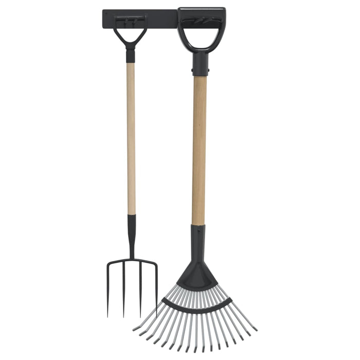 Portautensili da Giardino a Muro Nero in Acciaio