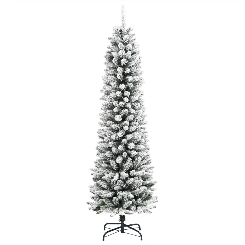 Albero Natale Artificiale Sottile Neve Floccata 120cm PVC e PE 4019685
