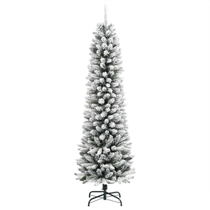 vidaXL Albero Natale Artificiale Sottile Neve Floccata 120cm PVC e PE
