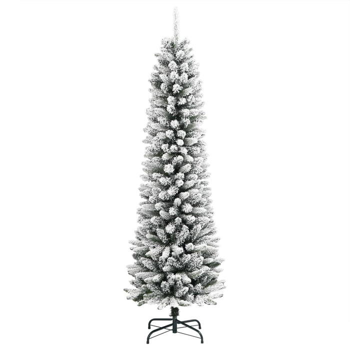 Albero Natale Artificiale Sottile Neve Floccata-Albero Natalizio 120cm PVC e PE 392704
