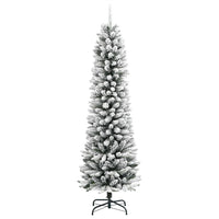 vidaXL Albero Natale Artificiale Sottile Neve Floccata 150cm PVC e PE