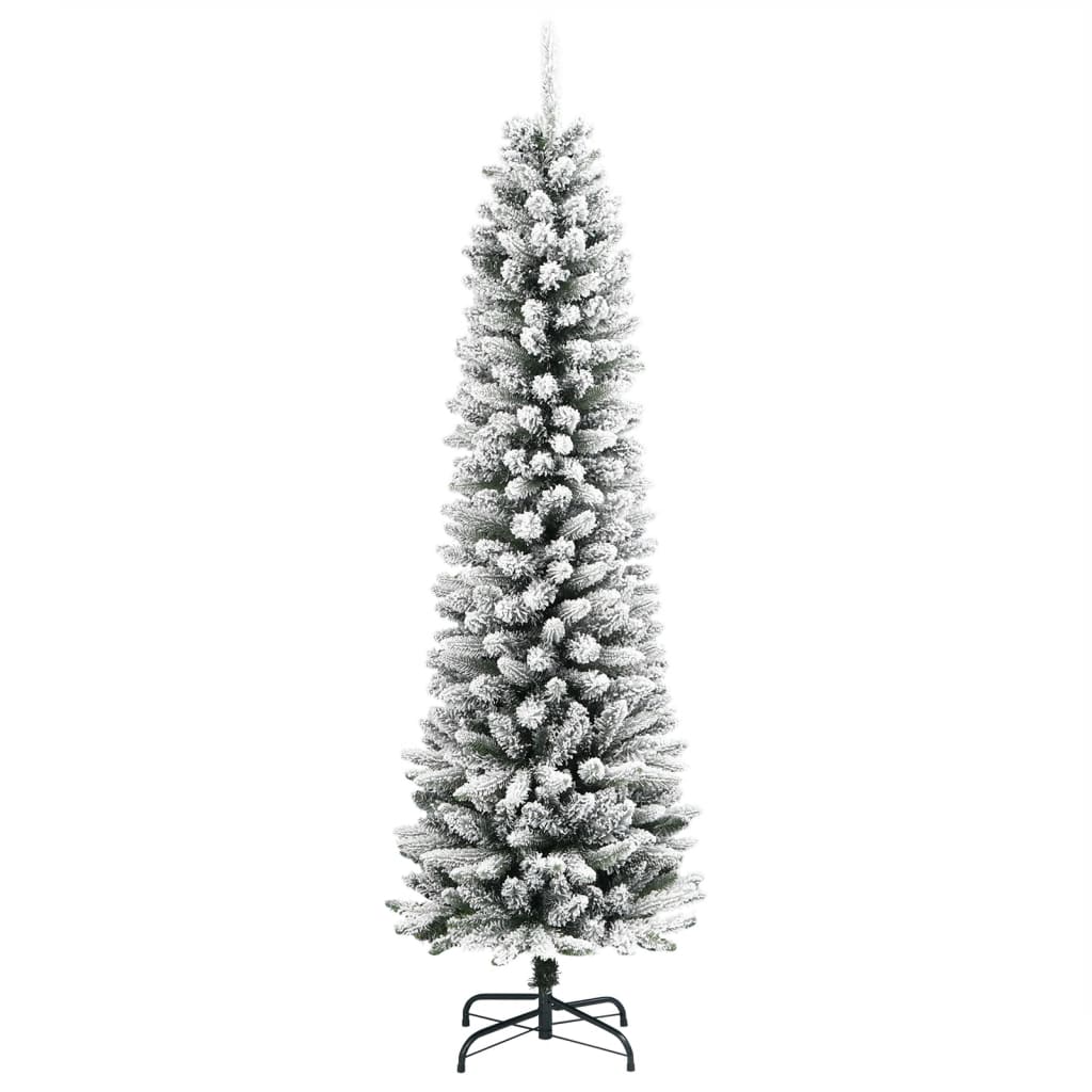 vidaXL Albero Natale Artificiale Sottile Neve Floccata 180cm PVC e PE