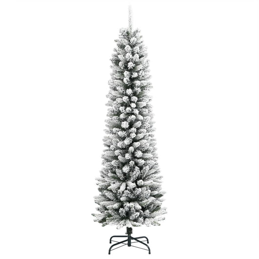 vidaXL Albero Natale Artificiale Sottile Neve Floccata 180cm PVC e PE
