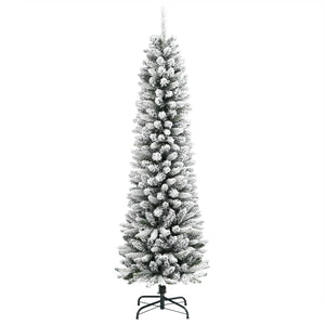 Albero Natale Artificiale Sottile Neve Floccata 180cm PVC e PE 4019687