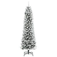 Albero Natale Artificiale Sottile Neve Floccata-Albero Natalizio 240 cm PVC e PE