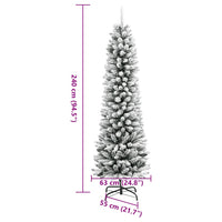 Albero Natale Artificiale Sottile Neve Floccata-Albero Natalizio 240 cm PVC e PE