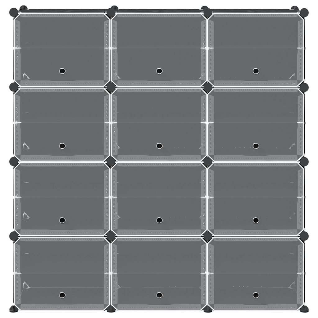 Organizzatore Portaoggetti con 12 Cubi e Ante Trasparenti in PP 4019580
