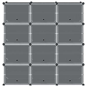 Organizzatore Portaoggetti con 12 Cubi e Ante Trasparenti in PP 4019580