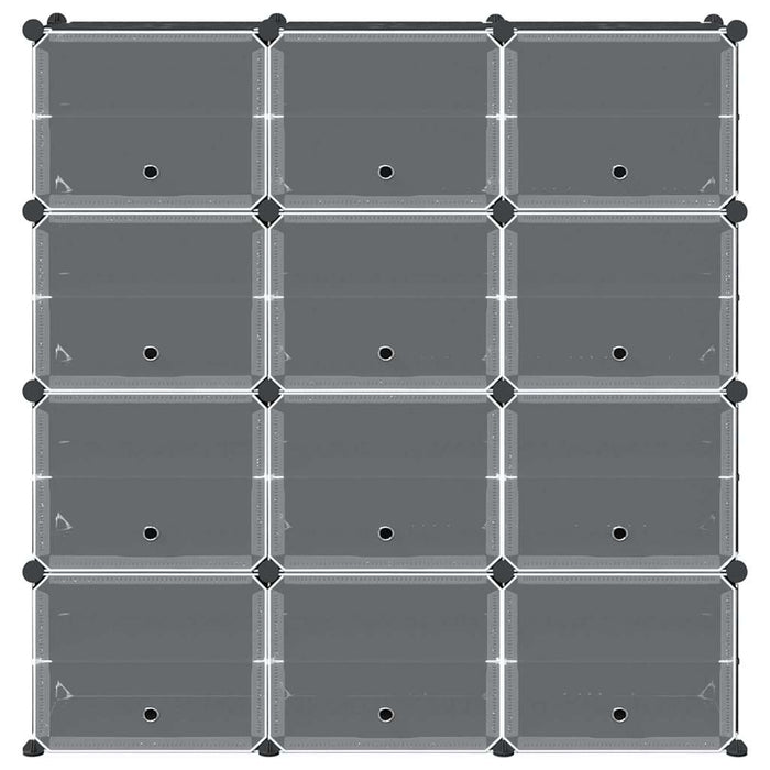 Organizzatore Portaoggetti con 12 Cubi e Ante Trasparenti in PP 4019580