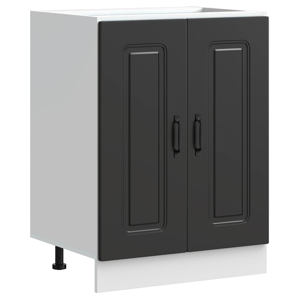 Mobile base lavello-Armadietto da bagno Kalmar Nero 60x46x81,5 cm in Truciolato