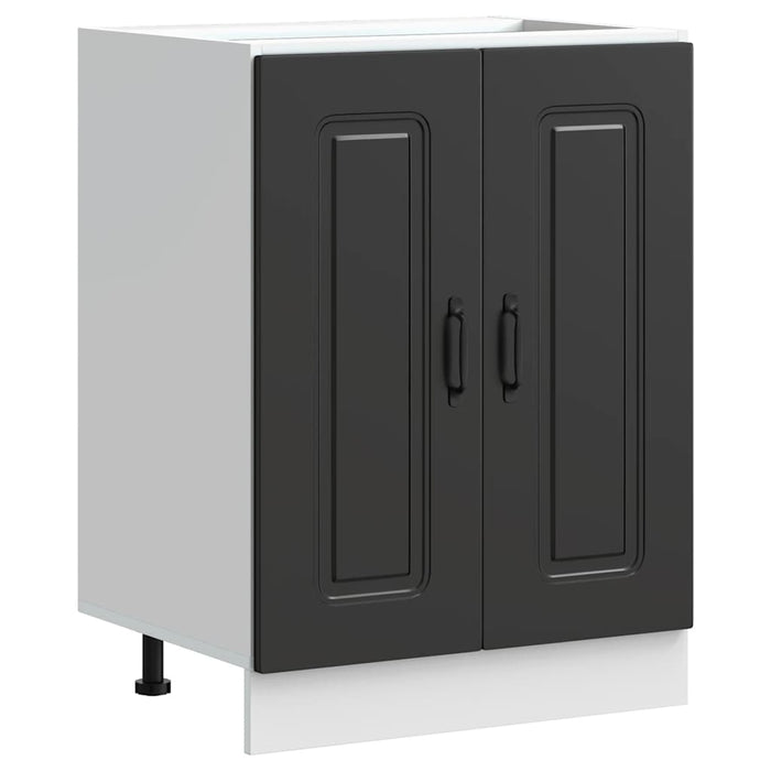 Mobile base lavello-Armadietto da bagno Kalmar Nero 60x46x81,5 cm in Truciolato