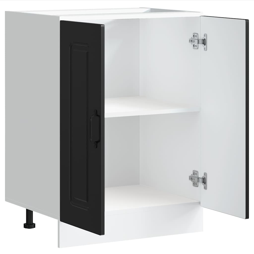 Mobile base lavello-Armadietto da bagno Kalmar Nero 60x46x81,5 cm in Truciolato