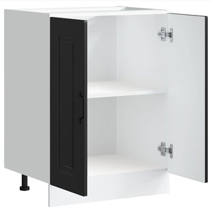 Mobile base lavello-Armadietto da bagno Kalmar Nero 60x46x81,5 cm in Truciolato