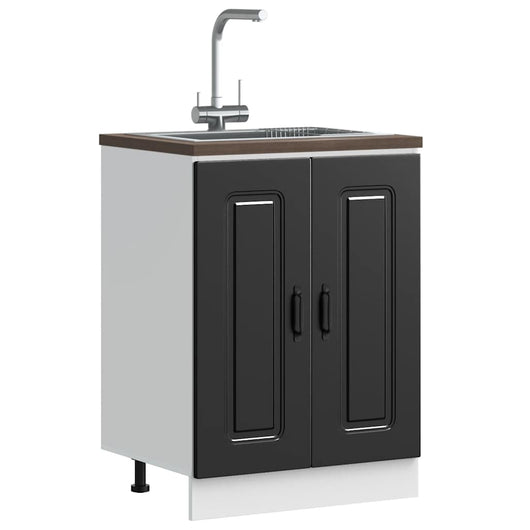 Mobile base lavello-Armadietto da bagno Kalmar Nero 60x46x81,5 cm in Truciolato