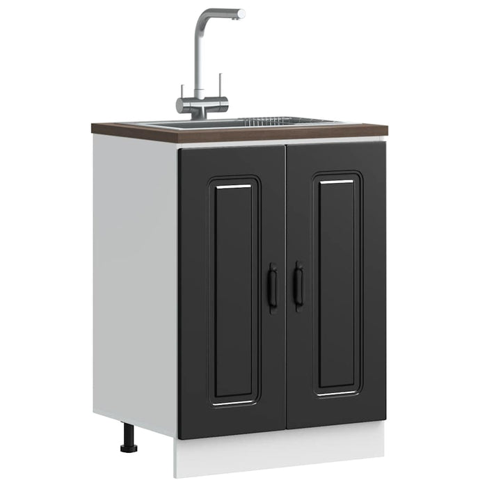 Mobile base lavello-Armadietto da bagno Kalmar Nero 60x46x81,5 cm in Truciolato
