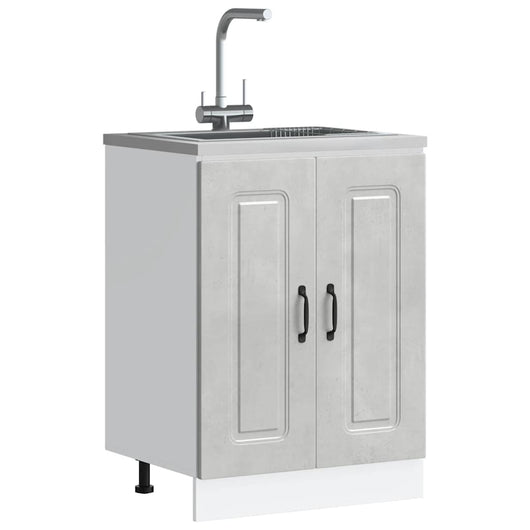 vidaXL Mobile base lavello Kalmar Grigio Cemento 60x46x81,5 cm