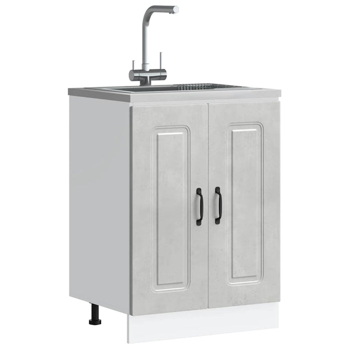 vidaXL Mobile base lavello Kalmar Grigio Cemento 60x46x81,5 cm