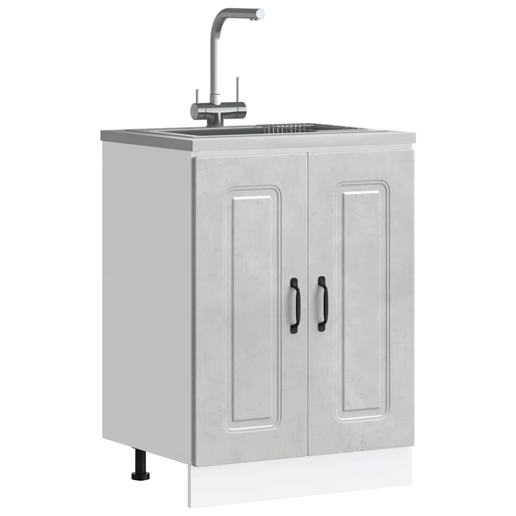 Mobile base lavello-Armadietto da bagno Kalmar Grigio Cemento 60x46x81,5 cm