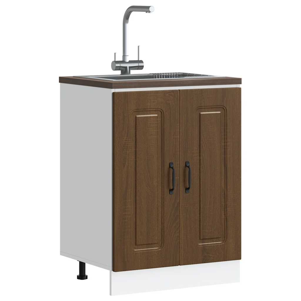 Mobile base lavello-Armadietto da bagno Kalmar Rovere Marrone 60x46x81,5 cm